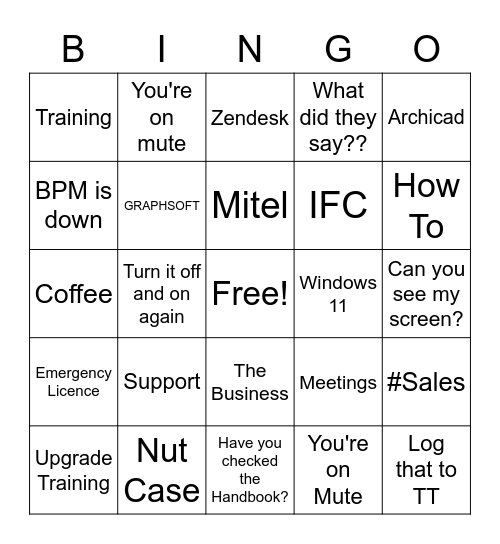 Tech Huddle Bingo Card