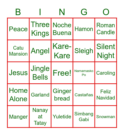 Catu Mansion BINGO Card