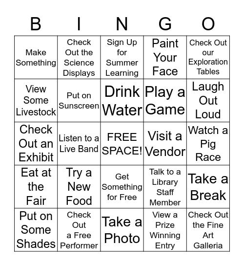 Belmont Library @  The San Mateo County Fair  Bingo Card