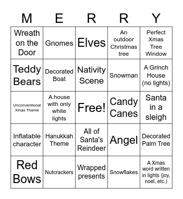 Christmas Lights Bingo Card