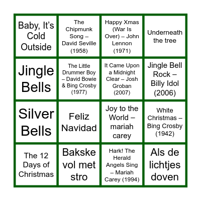 Bingo met Alm'aal foute kerstnummers Bingo Card