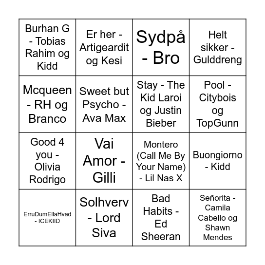 Musik Bingo Card