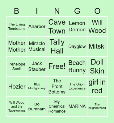 super cool bingo Card