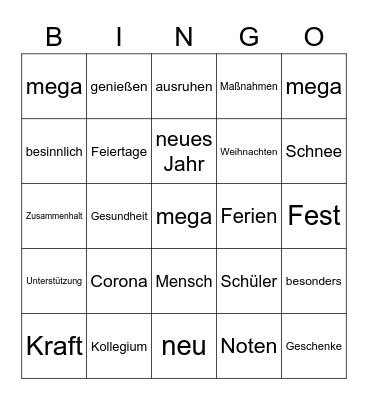 Weihnachtsfeier Bingo Card