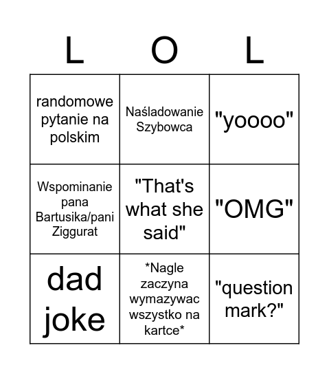 Dziadowe bingo Card