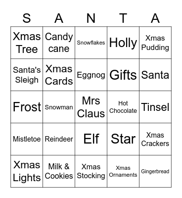 Christmas Bingo Card