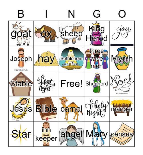 Nativity Bingo Card