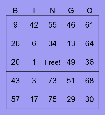 Celine 2nd Card Bingo Card