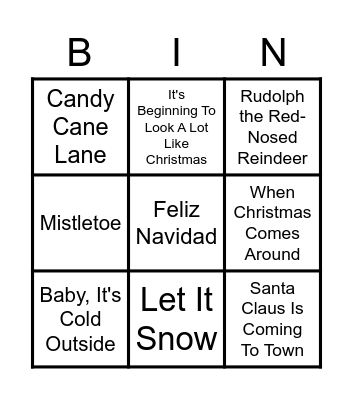 Mrs. Ferguson's Christmas Song Bingo Card