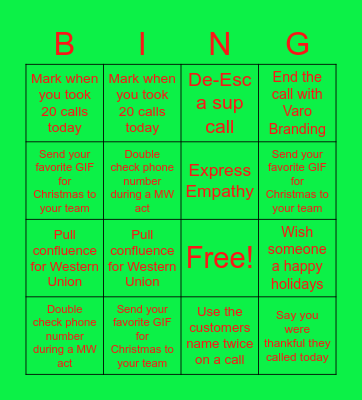 Christmas Bingo!!! Bingo Card