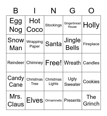 Holiday Bingo Card