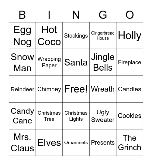 Holiday Bingo Card
