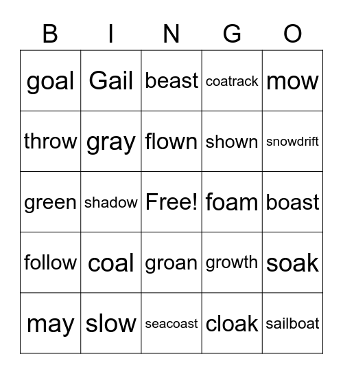 OA and OW Bingo Card