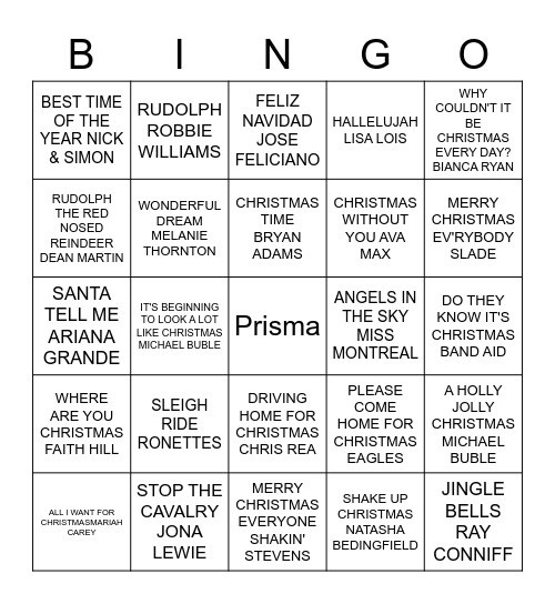 Prisma Kerst Bingo Card