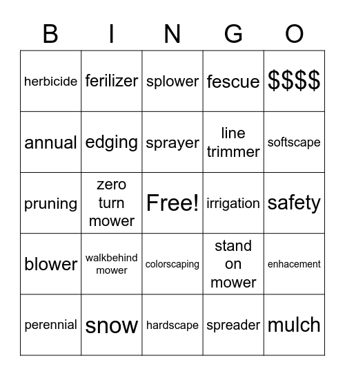 Landscape Bingo Card