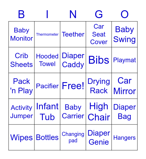 Baby Shower Bingo Card