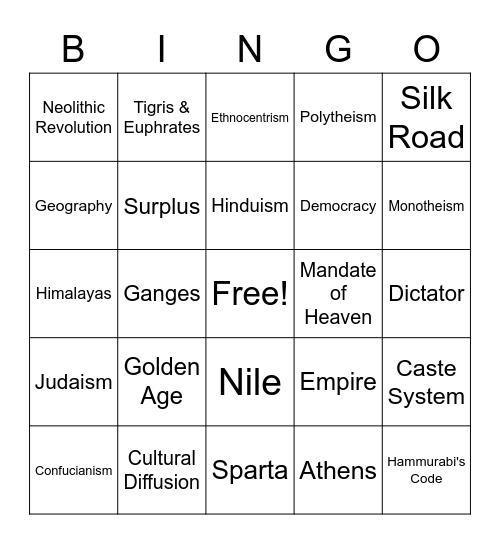 Global I Terms Bingo Card