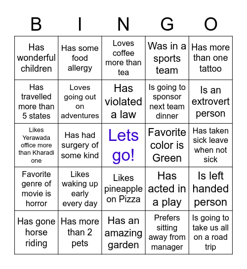 Farewell Bingo Card