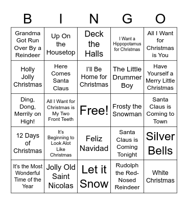 Christmas Bingo! Bingo Card