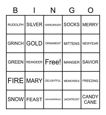 Merry Christmas Bingo Card