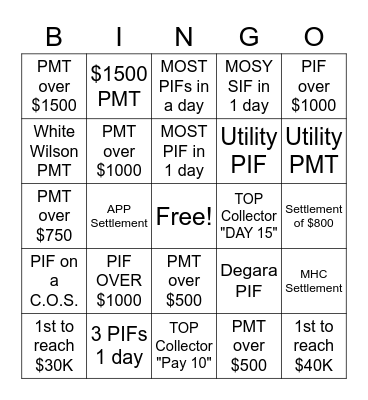 COLLECTOR BINGO Card