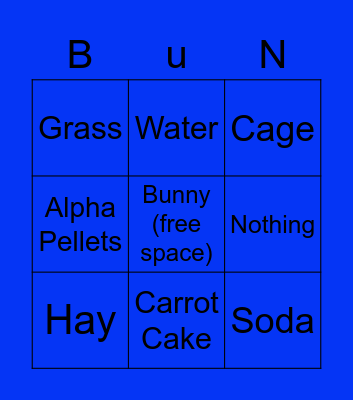Bunny Needs Bingo Card