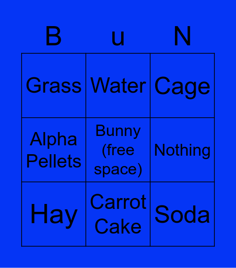 Bunny Needs Bingo Card