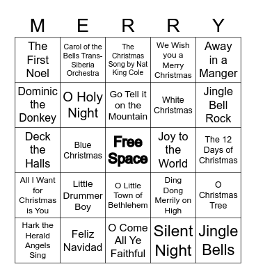 Christmas Music Bingo Card