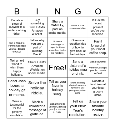 CAM Bingo Card Bingo Card