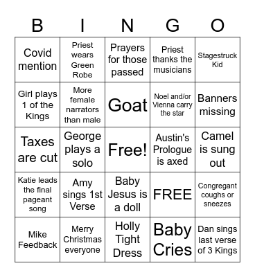 Pageant Pop Bingo Card