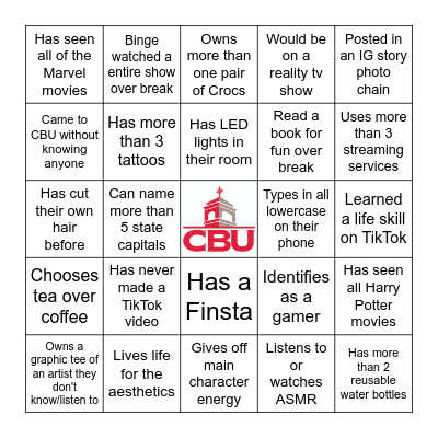 President's Ambassador Bingo Card