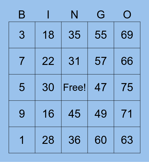 Bingo ka Angelo Bingo Card