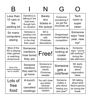 SD During the Holidays Bingo Card