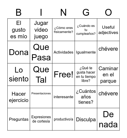 Isaac Chan Bingo Card