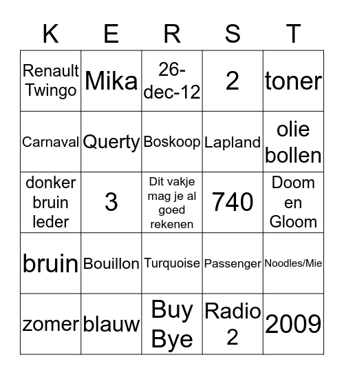 Bingo 26 december 2012, Helena Hoeve, Gouda Bingo Card