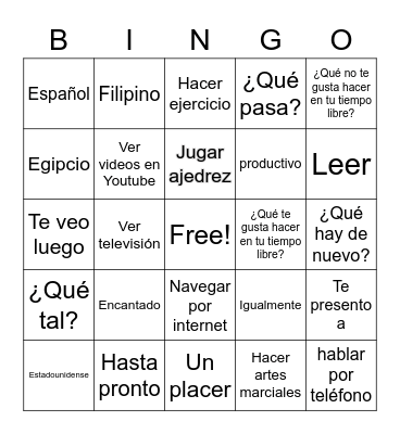 Unit 1 Personal Identity Bingo Card