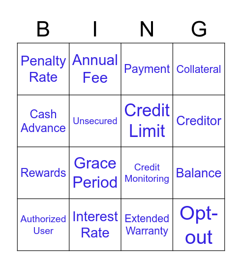 Using Credit Bingo Card
