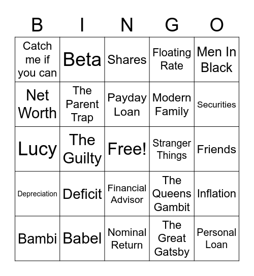Word Bingo Card