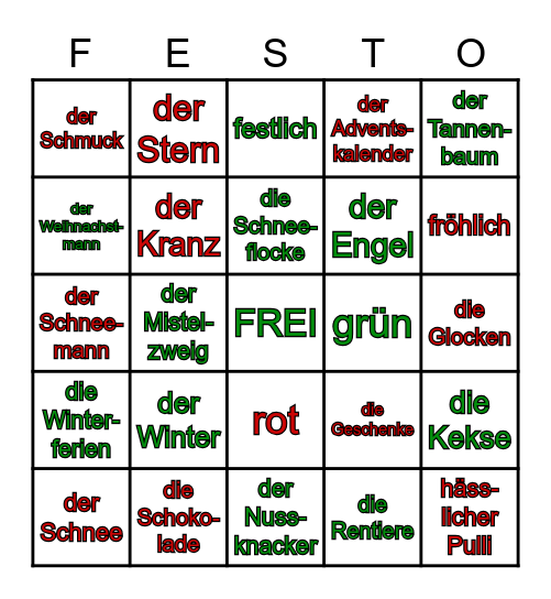 Weihnachten Bingo Card