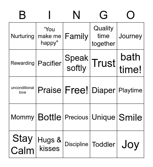 Parenting Bingo Card