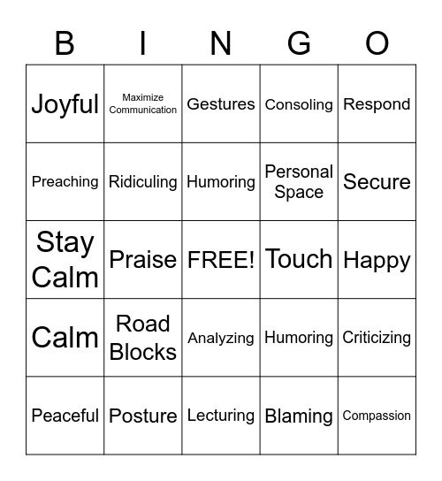 Parenting Bingo Card