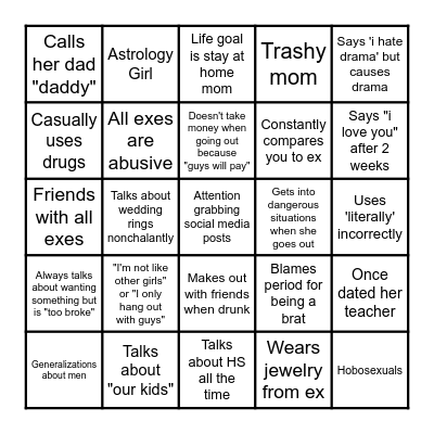 Red Flag Bingo Card