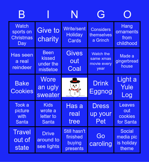 Holiday Bingo Card