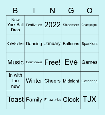 Happy New Years Bingo 2022! Bingo Card