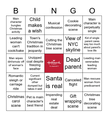 Hallmark Movie Bingo Card