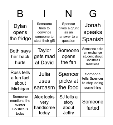 Russ Bingo Card