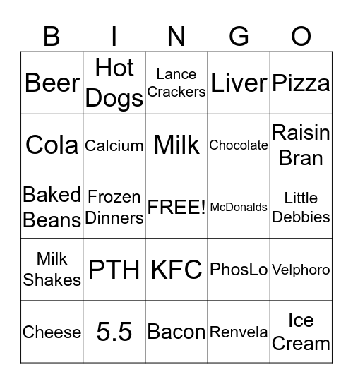 Bone Health Bingo Card