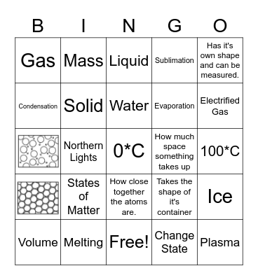 Saylor- States of Matter Bingo Card