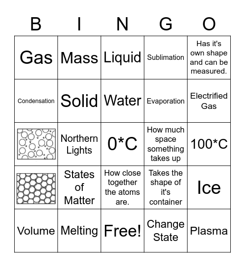 Saylor- States of Matter Bingo Card