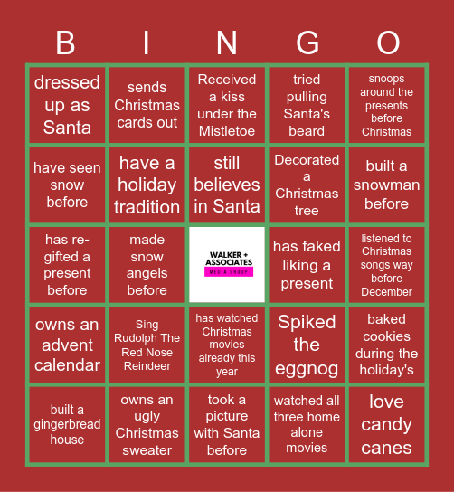 WAMG Virtual Holiday Bingo Card